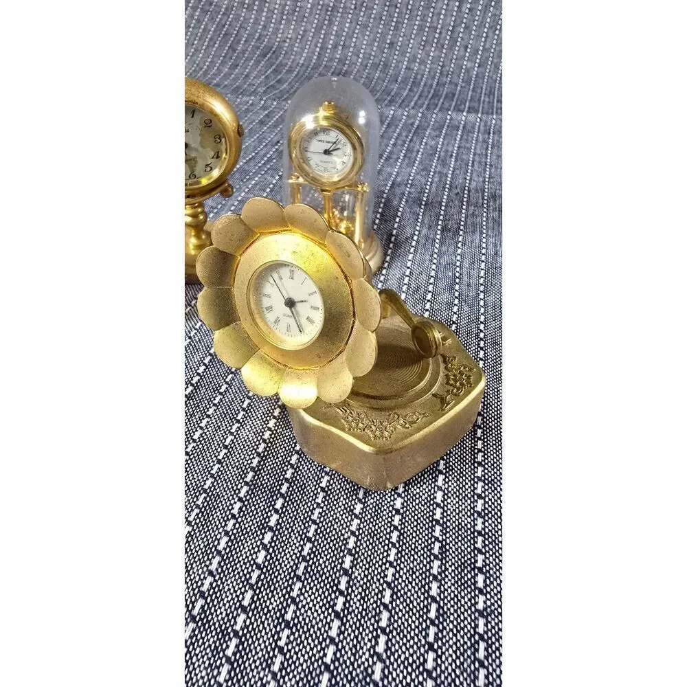 Lot of Vintage Minature Gold tones Clocks